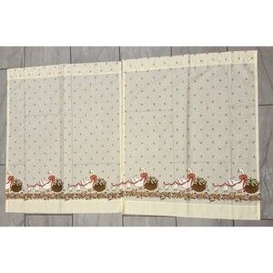 VTG Goose Pink Ribbon Basket Kitchen Curtains Set of 2 Panels 29”W x 35.5”L RARE